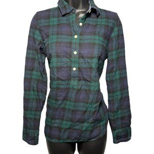 Tommy Hilfiger Campbell Plaid Half Button High Low Flannel Sz S